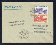 TUNISIE - 1er Service Aérien - TUNIS-WASHINGTON - Oblitéré à 31 F - Tunis-R P - Départ Du 11/7/46 - - Aéreo