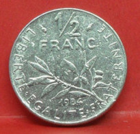 50 Centimes Semeuse 1984 - TTB - Pièce Monnaie France - Article N°594 - 1/2 Franc