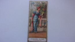 Très Beau Marque-Page.Chromo.Carte Parfumerie Ch. FAY. Femme Art Nouveau.VELOUTINE FAY. CHAPEAU PERROQUET - Other & Unclassified