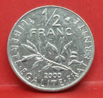 50 Centimes Semeuse 2000 - SUP - Pièce Monnaie France - Article N°618 - 1/2 Franc