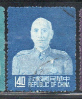 CHINA REPUBLIC CINA TAIWAN FORMOSA 1953 CHIANG KAI-SHEK PRESIDENT 1.40$ USED USATO OBLITERE' - Usati