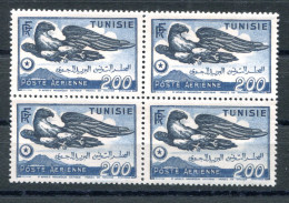 RC 25613 TUNISIE COTE 48€ PA N° 15 - 200FR LÉGENDE RECTILIGNE BLOC DE 4 NEUF ** MNH TB - Luchtpost