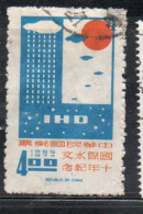 CHINA REPUBLIC CINA TAIWAN FORMOSA 1968 IHO HYDROLOGICAL DECADE UNESCO SYMBOLIC WATER CYRCLE 4$ USED USATO OBLITERE' - Gebraucht