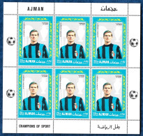 Ajman 1968 FC Inter Football Soccer Calcio Giacinto Facchetti DELUXE Sheetlet Of 6 X Mi. 307 MNH** - Clubs Mythiques