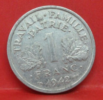 1 Franc état Français 1942 LOURDE - TTB - Pièce Monnaie France - Article N°656 - 1 Franc