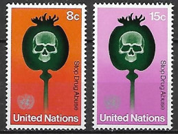 NATIONS - UNIES    -    1973 .  Y&T N° 229 / 230 * .   Contre L'abus Des Drogues  /  Tête De Mort Sur Pavot. - Ungebraucht