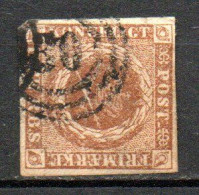 Col33 Danemark Denmark Danmark 1851 N° 2 Brun Clair (1854)  Oblitéré Cote : 100,00€ - Gebraucht
