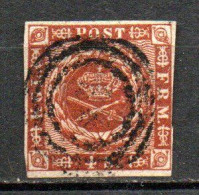 Col33 Danemark Denmark Danmark 1858 N° 8 Oblitéré Cote : 18,00€ - Used Stamps