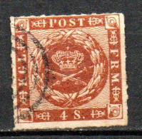 Col33 Danemark Denmark Danmark 1858 N° 10 Oblitéré Cote : 23,50€ - Used Stamps