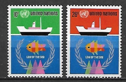 NATIONS - UNIES    -    1974 .  Y&T N° 247 / 248 * .   Droits De La Mer  /  Pêche  / Bateau - Unused Stamps