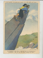 Illustrateur SAMIVEL - Alpinisme - Jolie Carte Fantaisie Humoristique Couple Au Sommet De La Montagne Observant Vaches - Samivel