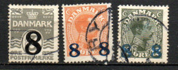 Col33 Danemark Denmark Danmark 1921 N° 127 à 129  Oblitéré Cote : 10,50€ - Usado