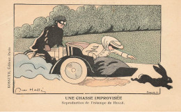 André HELLE * CPA Illustrateur Hellé * Art Nouveau Jugendstil * Une Chasse Emprovisée ! * Moto Side Car Lapin * Kossuth - Other & Unclassified