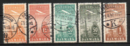 Col33 Danemark Denmark Danmark Aerien 1934 N° 6 à 10 Oblitéré Cote : 40,00€ - Luchtpostzegels