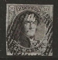 N°3, 10c Brun Bien Margé Obl , Effigie Auréolée. Signé W Balasse - 1849-1850 Medallions (3/5)