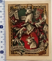 Ex-libris Pour Bernhard Osenbrügger, 1897. Héraldique Taureau. Exlibris For Bernhard Osenbrügger. Armorial Heraldry Bull - Bookplates