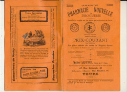 TOURS, 37 - Grande Pharmacie Nouvelle Et Droguerie, Prix Courant, 1900 - Médecine - Droguerie & Parfumerie