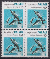 F-EX42025 PALAU MNH 1985 10$ BLOCK 4 MARINE WILDLIFE DOLPHINS FISH. - Dauphins