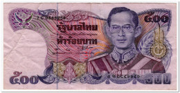 THAILAND,500 BAHT,1988-96,P.91,SIGN,56,F+,MINI TEAR - Thailand