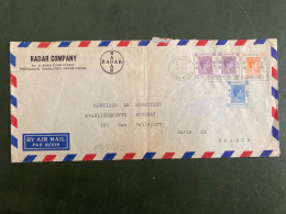 LETTRE RADAR COMPANY Pour La FRANCE TP ONE DOLLAR + THIRTY CENTS + TEN CENTS X2 OBL.MEC.19 NOV 1951 HONG KONG - Covers & Documents