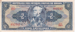 BILLETE DE BRASIL DE 2 CRUZEIROS DEL AÑO 1944 CON FIRMA EN CALIDAD EBC (XF) (BANK NOTE) - Brésil