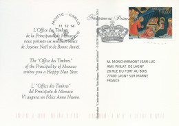 Carte De Vœux Avec Timbre N°2947 Noël 2004 Et OMEC NEOPOST Illustrée Couronne - Postmarks