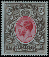 British East Africa 1912-21 2r Red And Black On Blue Mult Crown CA Lightly Mounted Mint. - África Oriental Británica