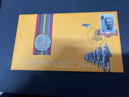 5-7-2023 (1 S 22) PNC Australia 1995 - Australia Remembers 1945-1995 RAM 50c 'Weary Dunlop" Coin On Cover - 50 Cents