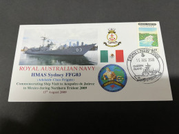 5-7-2023 (1 S 22) Royal Australian Navy Warship - HMAS Sydney FFG 03 (Mexico Stamp) - Otros & Sin Clasificación