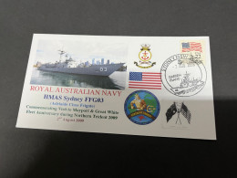 5-7-2023 (1 S 22) Royal Australian Navy Warship - HMAS Sydney FFG 03 (USA Stamp) - Otros & Sin Clasificación