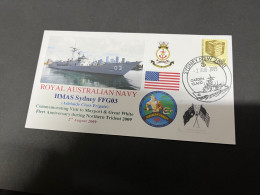 5-7-2023 (1 S 22) Royal Australian Navy Warship - HMAS Sydney FFG 03 (USA Stamp) - Altri & Non Classificati