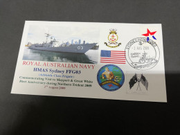 5-7-2023 (1 S 22) Royal Australian Navy Warship - HMAS Sydney FFG 03 (USA Stamp) - Autres & Non Classés