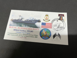 5-7-2023 (1 S 22) Royal Australian Navy Warship - HMAS Sydney FFG 03 (USA Stamp) - Otros & Sin Clasificación