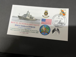 5-7-2023 (1 S 22) Royal Australian Navy Warship - HMAS Ballarat FFH 155 (USA Stamp) - Otros & Sin Clasificación