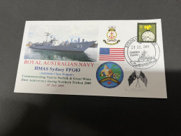 5-7-2023 (1 S 22) Royal Australian Navy Warship - HMAS Sydney FFG 03 (USA Stamp) - Sonstige & Ohne Zuordnung