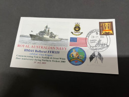 5-7-2023 (1 S 22) Royal Australian Navy Warship - HMAS Ballarat FFH 155 (USA Stamp) - Sonstige & Ohne Zuordnung