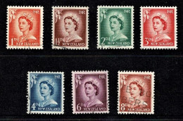 New Zealand 1955 -1959 Queen Elizabeth Larger Figures Set Of 7 Used   - Used Stamps