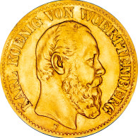 Wurtemberg - 10 Mark Charles 1er 1872 Stuttgart - 5, 10 & 20 Mark Goud