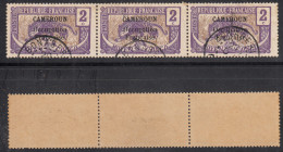 Strip Of 3, 2c Panther, Big Cat Animal, French Cameroun, Mint CTO 1917, - Oblitérés