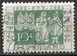 Afwijking 2 Groene Streepje Stussen L En A Van NederLAnd In 1952 Rijkstelegraaf 10 Ct Groen NVPH 590 - Errors & Oddities