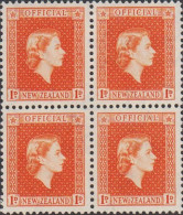 1954. New Zealand. OFFICIAL - Elizabeth 1 D In Never Hinged 4-block.  (MICHEL DIENST 78) - JF534544 - Service