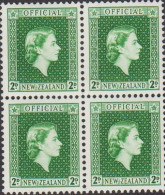 1954. New Zealand. OFFICIAL - Elizabeth 2 D In Never Hinged 4-block.  (MICHEL DIENST 80) - JF534549 - Service