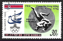 DPR KOREA. Timbre Oblitéré De 1980. Lutte Aux J.O. De Moscou. - Wrestling