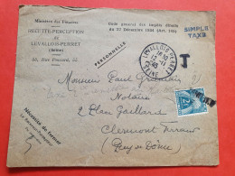 Taxe Sur Enveloppe De Perception De Levallois Perret Pour Clermont Ferrand En 1945 - Réf 1288 - 1859-1959 Cartas & Documentos