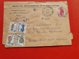 Taxes De Mont St Aignan Sur Enveloppe De La Délégation Départementale De Seine Maritime En 1987 - Réf 1291 - 1960-.... Covers & Documents