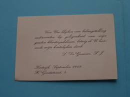 L. De GRAUWE ( Gouden Kloosterjubileum ) September 1949 ( H. Geeststraat 2 - Kortrijk ) ( Zie / Voir SCAN ) CDV ! - Cartes De Visite