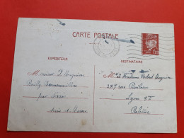 Entier Postal Type Pétain De Romainvilliers, Au Départ De Paris Pour Lyon En 1942 - Réf 1310 - Cartes Postales Types Et TSC (avant 1995)