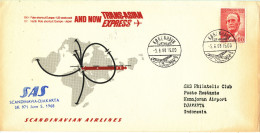 Denmark First SAS Flight Cover 5-6-1968 Trans Asian Express - Covers & Documents