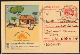 India, 2007, RENEWABLE ENERGY, Meghdoot Post Card, Used, Stationery, Solar, Solar Lamp, Windmill, Biogas, Light, B23. - Andere & Zonder Classificatie