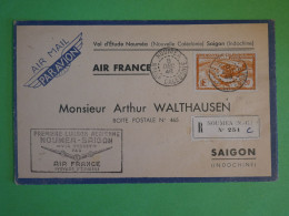 BV4 NOUVELLE CALEDONIE  BELLE  LETTRE RARE 1937 1ER VOL NOUMEA SAIGON  PA 20F +AFF.  PLAISANT+ - Storia Postale